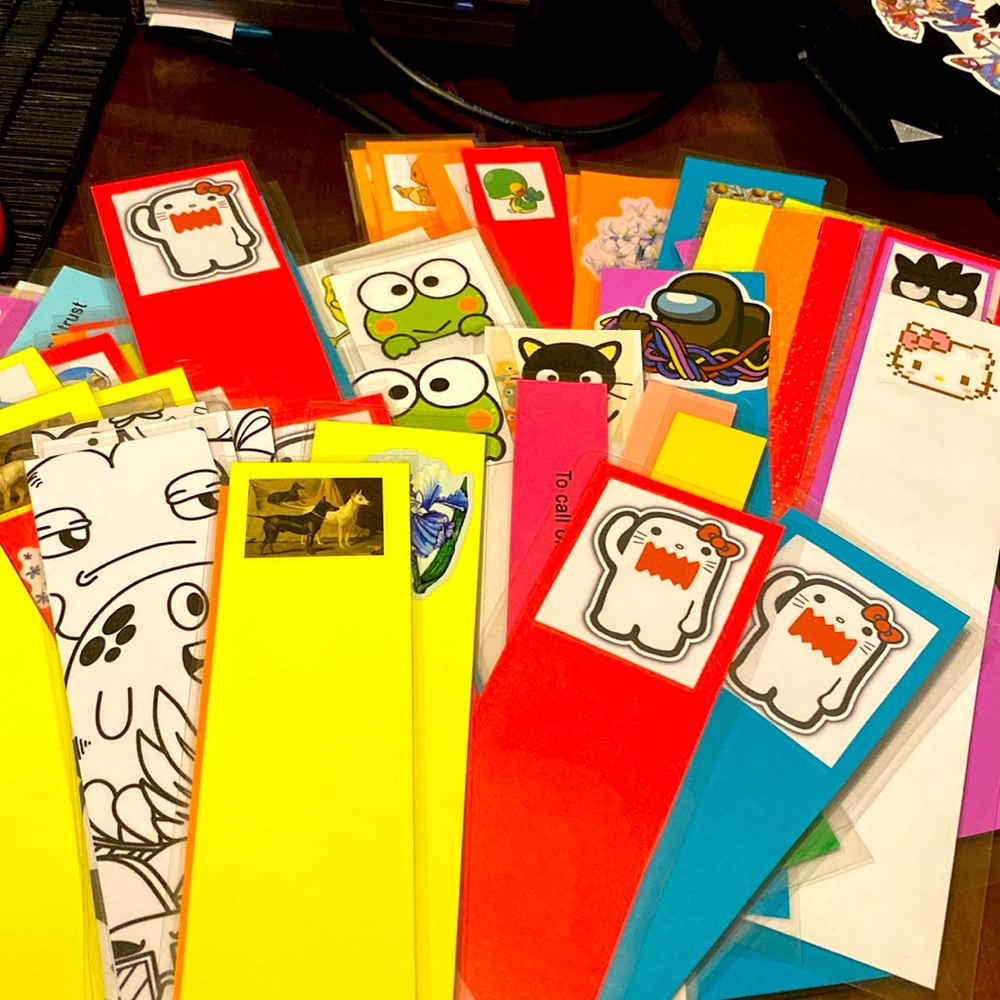 Bookmarks colorful laminated in very cute and kids love them 6 bookmarks for $10